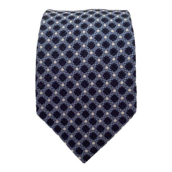 ERMENEGILDO ZEGNA Black Tag Blue Flower Print Silk Tie M.In Italy 60